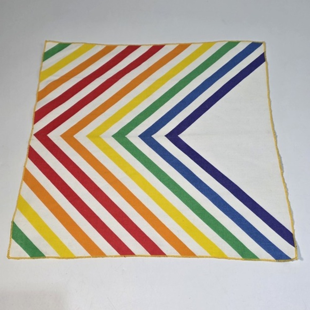 Vintage 60's Linen Napkin, Wall Hanging, Decor, Bright Rainbow Pride Retro